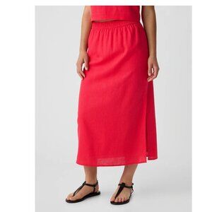 NWT Gap Linen-Blend Maxi Skirt - Vibrant Red - Size M